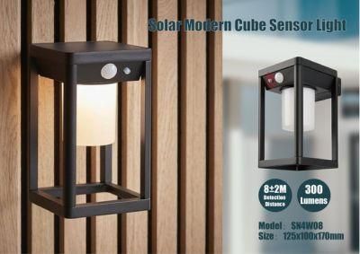 Solar Modern Cube Sensor Light Garden PIR Wall Light with PIR