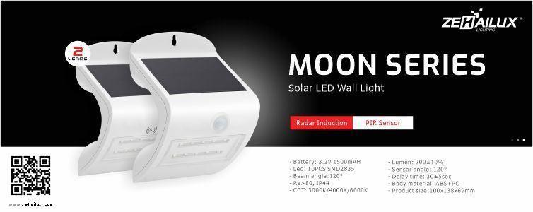 Solar Wall Light Modern IP44 Waterproof Solar Motion PIR or Radar Sensor LED Light for Garden