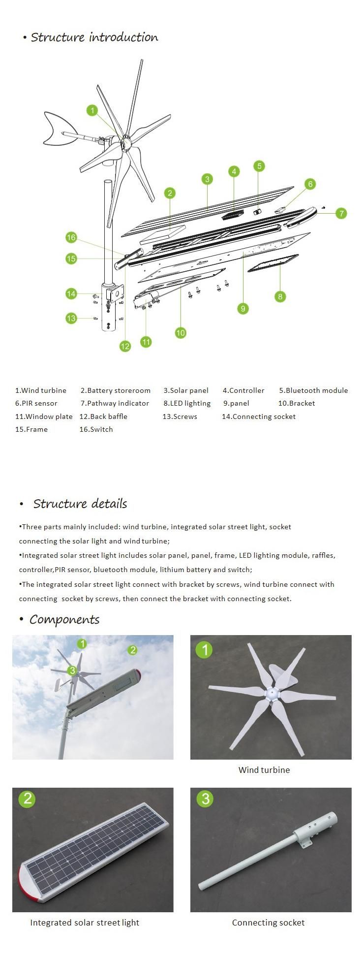 Good Price Outdoor IP65 Low Power MPPT PIR 80W Aluminium Wind Solar Hybrid LED Street Light