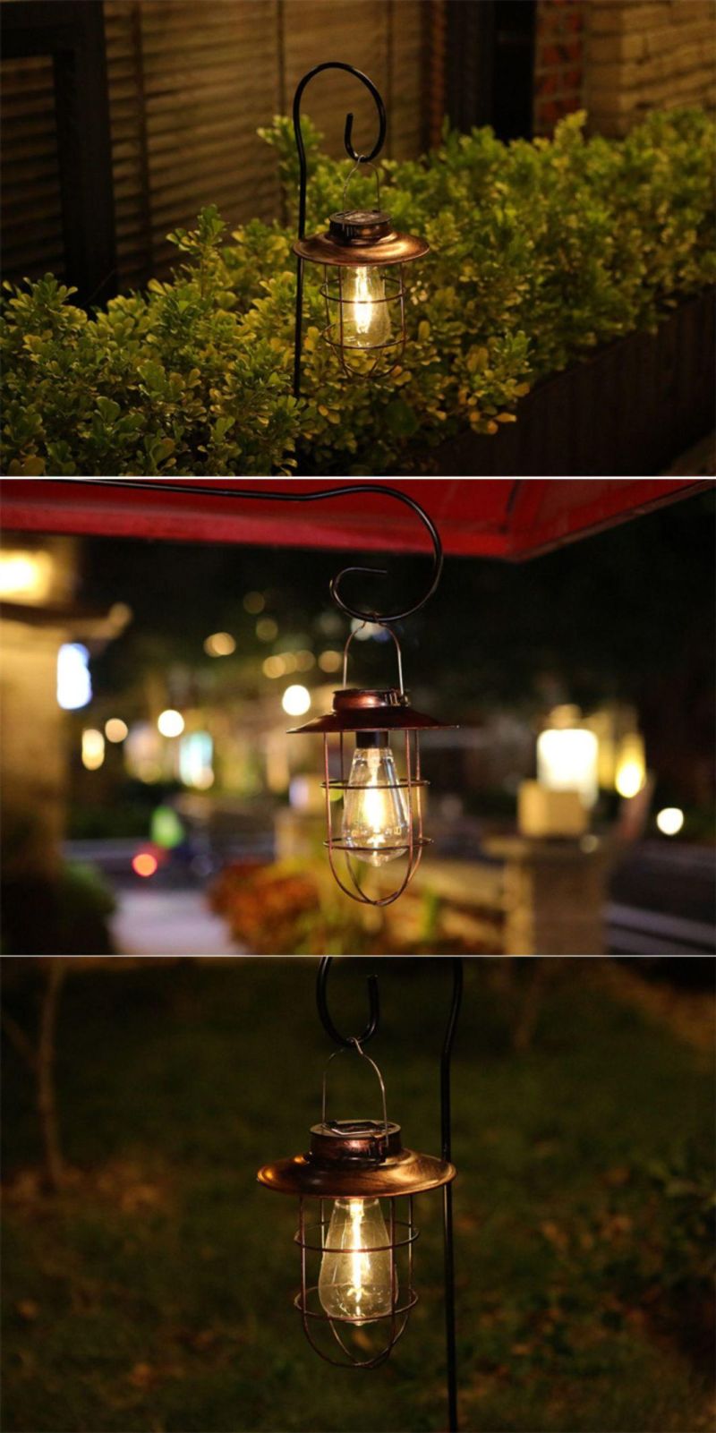 Solar Lawn Courtyard Lamp with Hook Tungsten Camping Light