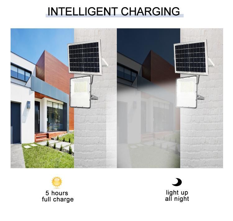 Charging Cable Backyard Remote Control Industrial Rectangular 60W 100W 200W 300W LED Solar Flood Light Outdoor