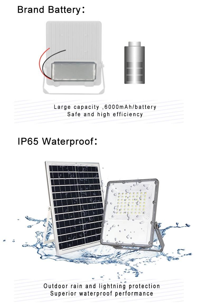Best Price Dusk to Dawn Brightest Sports Stadium LED Lights 100W High Quality Landscape Rechargeable Solar Flood Light