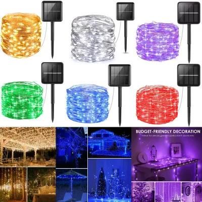 8 Modes 100/200/300/400 LED Solar Copper Wire String Chrsitmas Party Decoration Lights with CE RoHS