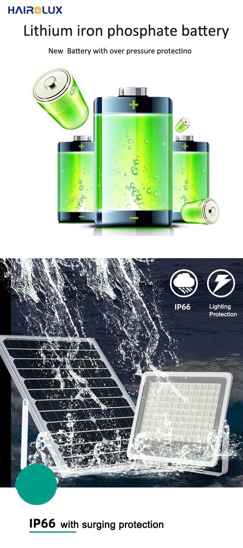 Project High Lumen Aluminum Camera Waterproof 100W 200W 300W IP66 Solar Powered Battery Remote Control Solar Flood Light