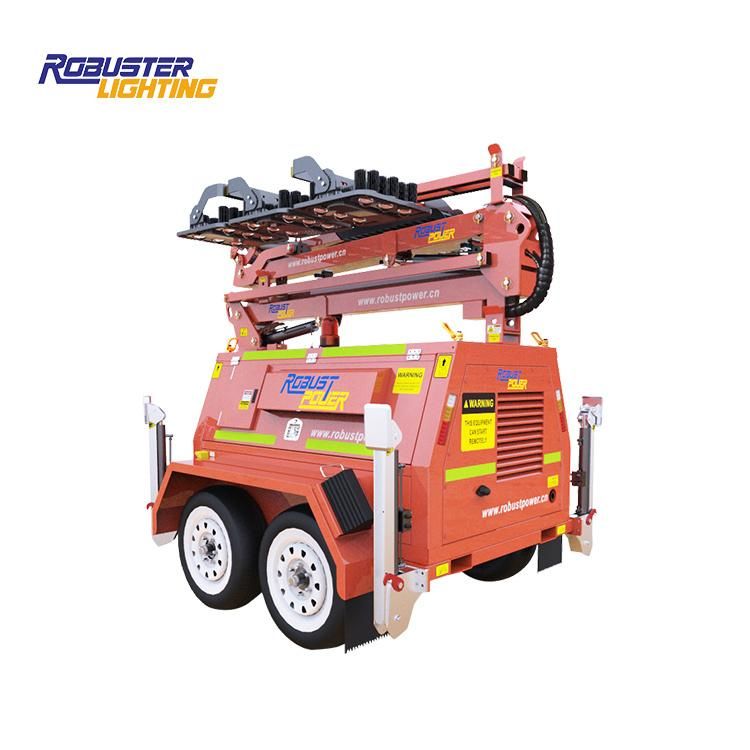 Power Coated Canopy Four Folded Hydraulic DC LED Lighting Tower