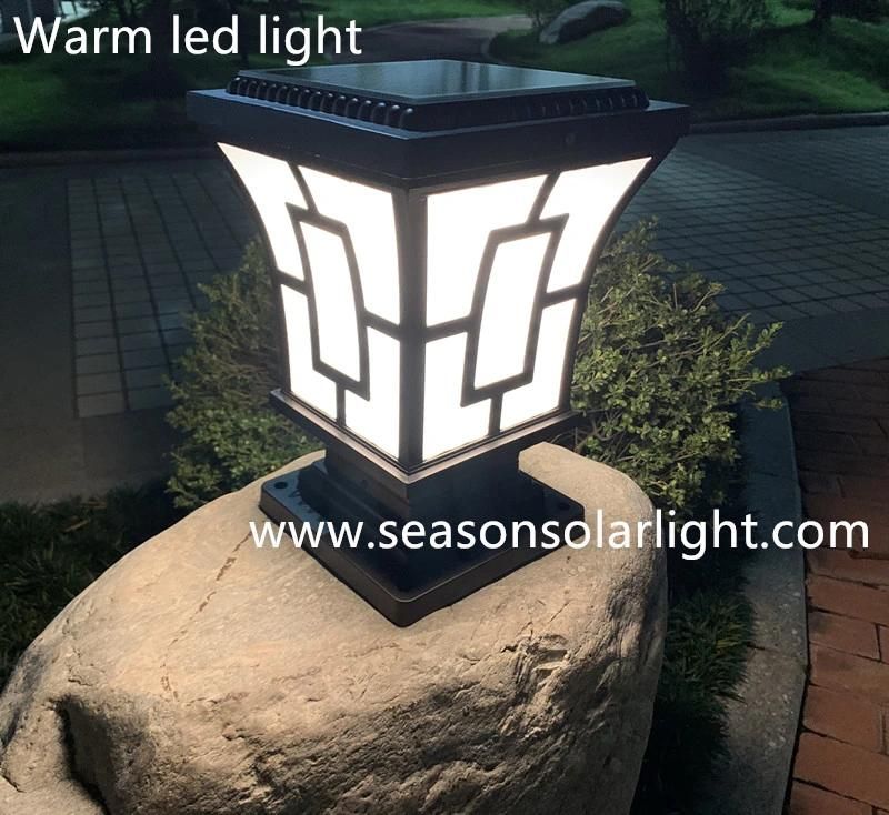 New 2022 LED Lighting Outdoor 5W Courtyard Garden Gate Solar Pillar Light with Warm White LED Light