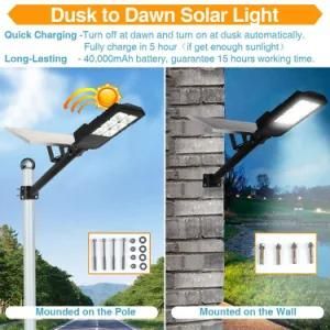 50W LED Solar Street Lights, Outdoor Dusk to Dawn with Remote Control, 800 Lumens Waterproof Solar Security Light for Yard, Garden, Pathway