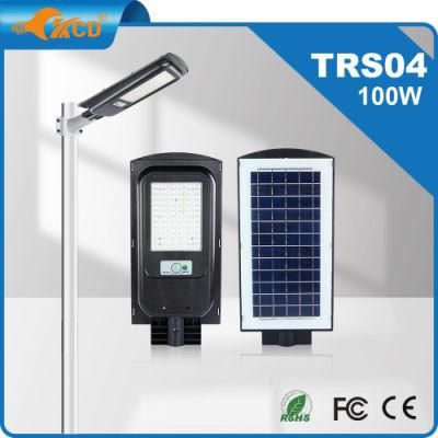 Best Smart Aluminum Alloy High Power High Lumen LED Solar All in One Street Light 100W 200W with Battery