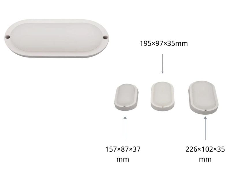 Classic B7 Series Energy Saving Waterproof LED Lamp White Oval 20W for Shower Room