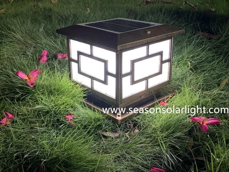 Garden Yard Gate LED Light Lamp 5W Outdoor Solar Fence Post Cap Light with Warm+White LED Lighting