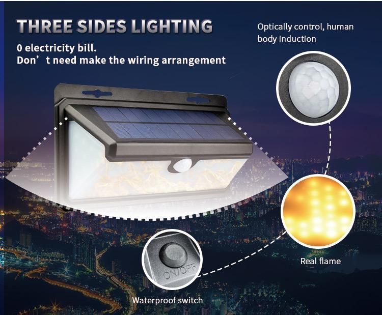 Warm White IP65 Waterproof Sensor Battery Power Motion Smart Light Design 3W Solar Sensor LED Wall Lamp for Patio