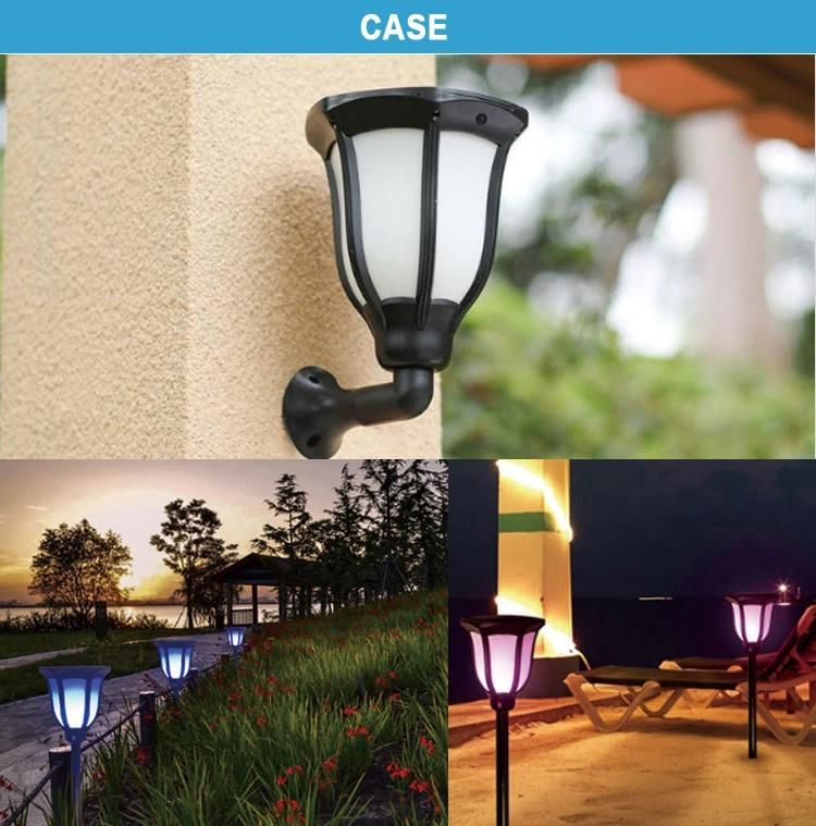 High Quality RoHS Blue Color Multicolor PC Waterproof Energy Battery Power Outdoor Lawn Smart Torch Lamp LED Solar Flame Light