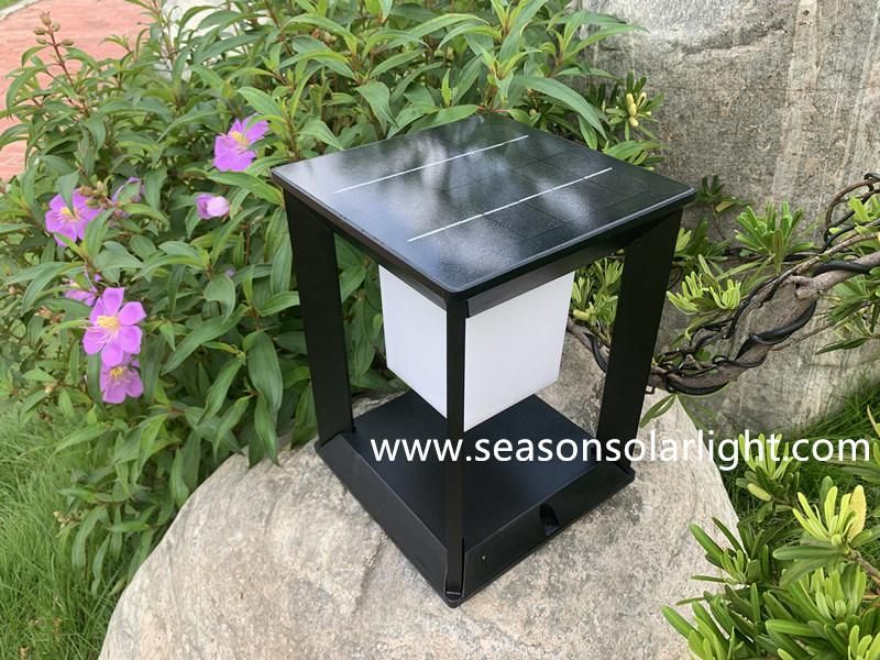 Square Style Bright Energy Saving Lamp Solar Lights Garden Gate Outdoor Pillar Light with LED Light Bulb