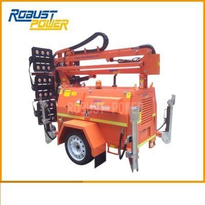 9m High Mast 4*720W Diesel Generator Mobile LED Light Tower for Mining