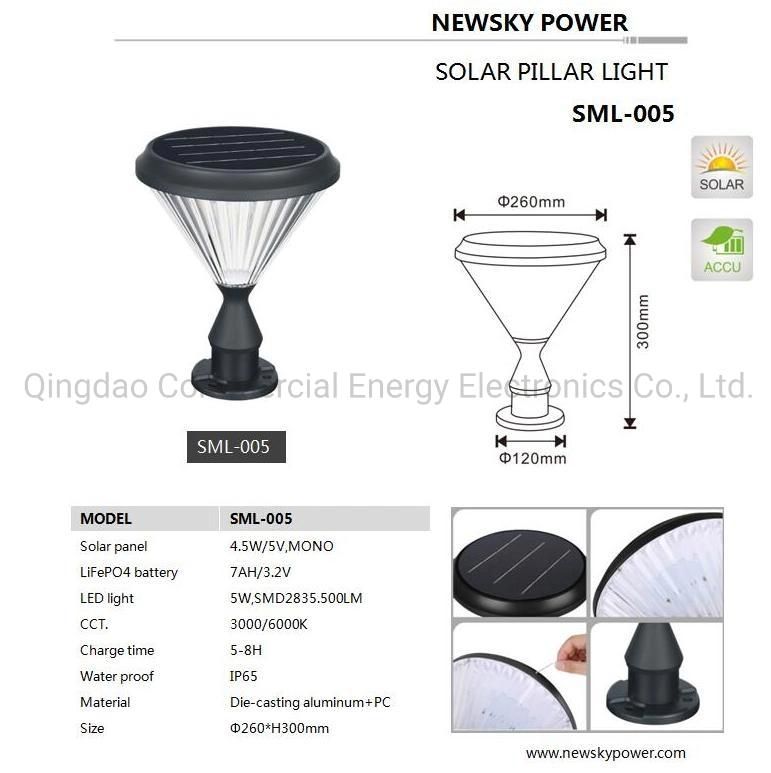 Dimmable Outdoor Lighting Fence Cap Post Solar Pillar Light