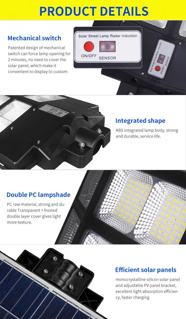 Bspro Integrated Two Lights Outdoor IP65 High Lumen Smart Saving All in One 400W 500W LED Solar Street Light