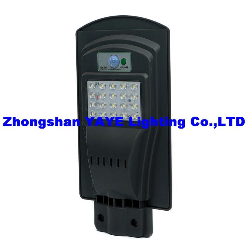 Yaye 2021 Hot Sell Low Price 50W Motion Sensor All in One Solar LED Street Garden Road Lighting 1000PCS Stock/Radar Sensor/Remote Controller/ 3 Years Warranty