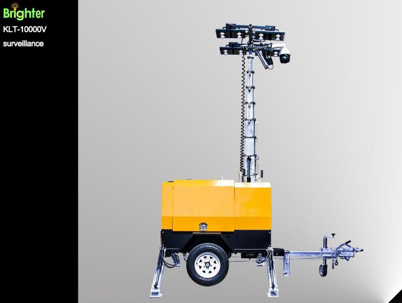 Trailer-Mounted Famous Engine Water Cooling Surveillance Light Tower with Hydraulic Mast and Waterproof