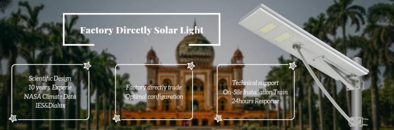Bright Sensor Integrated 50W Solar Street Light Battery Outside