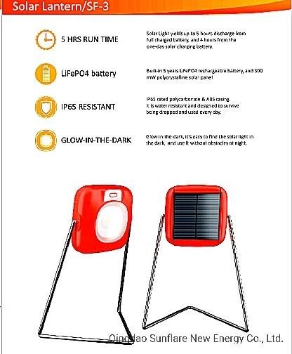 2020 Ngo/Government Project/Undp Qingdao Factory Handy IP65 Water-Resisit and UV-Resist Solar Energy Saving LED Lamp LED Light for Rural and Remote Areas