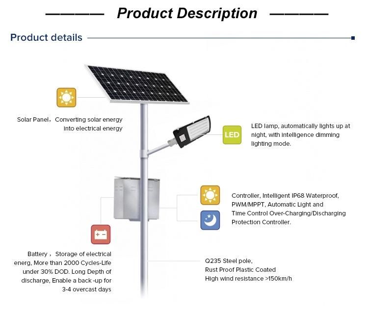 8m Pole 60W LED Solar Street Lighting with Good Price