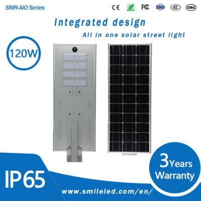 120W All in One IP65 Integrated Solar Street Light Energy Lighting