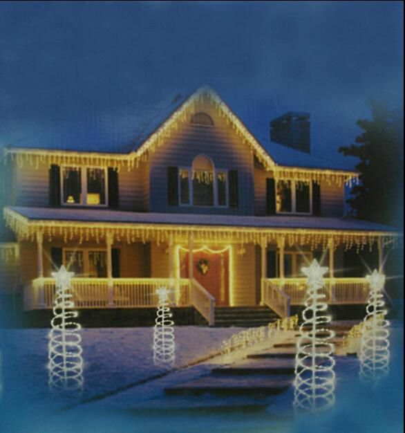 LED Flashing Decorative 3D Spiral Rope Christmas Tree Light for Outdoor Garden Decoration