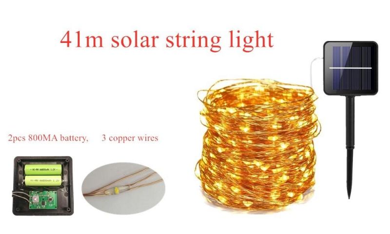 IR Dimmable 11m/21m/31m/51m LED Outdoor Solar String Lights for Fairy Holiday Christmas Party Garland Lighting Valentine′s Day