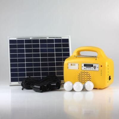 2020 Hot Sale off-Grid 20W Solar Power System Solar Power Generator with FM Radio/3 PCS LED Bulbs/USB Charging Mobile Phone