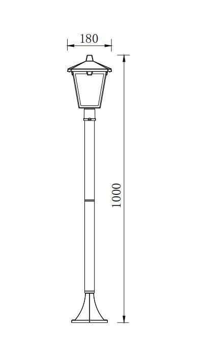 Aluminum Dia Casting Garden Post Lamp, E27 Max. 60W, Simple Classic Style Garden Lighting Post Lamps Height 100cm