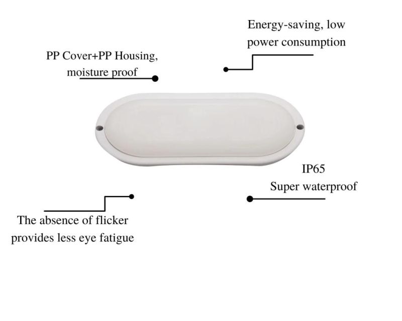 Outdoor Light IP65 Moisture-Proof Lamps LED Waterproof Bulkhead Light White Oval 20W with CE RoHS Certificate