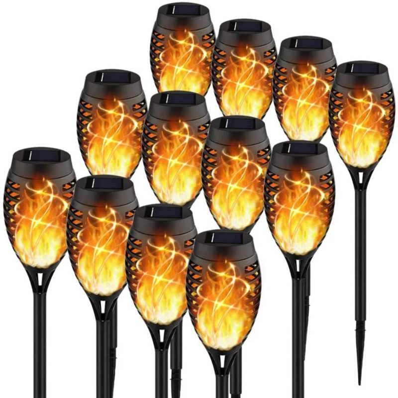 12LED Mini Torch Lights Realistic Dancing Flames ABS IP65 Waterproof Outdoor Lawn LED Solar Garden Light