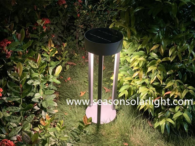 New Round Lighting Solar Energy Outdoor Lighting Garden Bollard Light with Warm+White LED Light