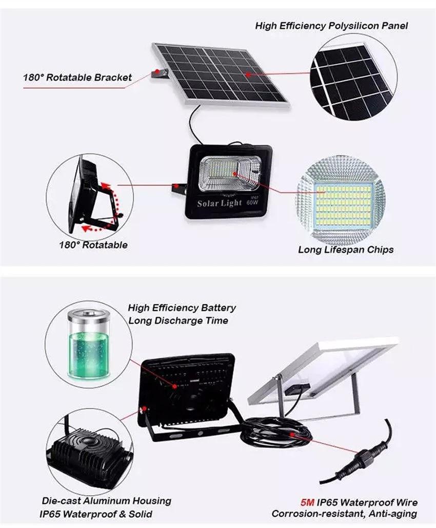 IP67 Energy Saving Outdoor 60W 4500lm Solar LED Flood Lighting