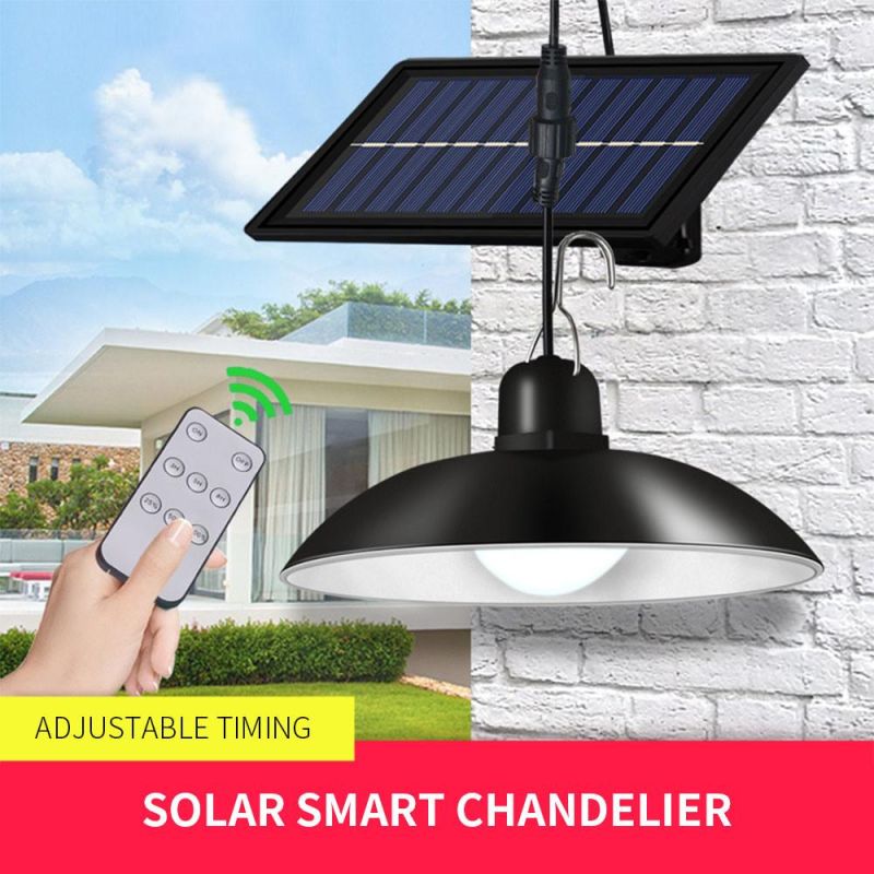 Solar Pendant Lamp Outdoor/Indoor 3m Cable Solar Powered Hanging Shed Lights with Remote Control for Sheds Yards Garden