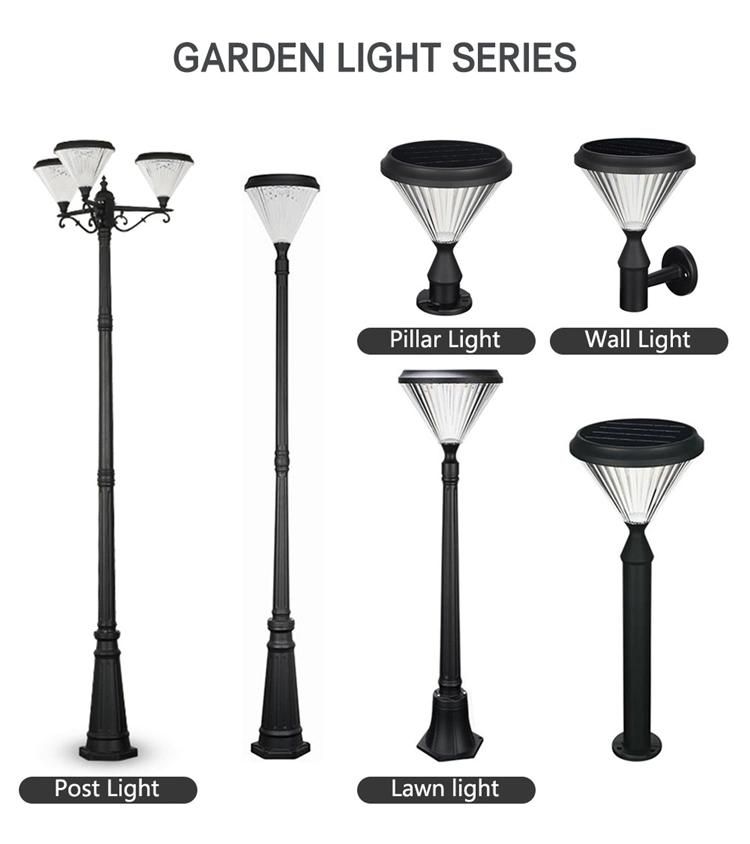 Light Lawn Floor Lamp Smart Solar Garden Light Aluminum Optically Controlled 30W House Yard Waterproof LED Solar Garden Courtyard Light