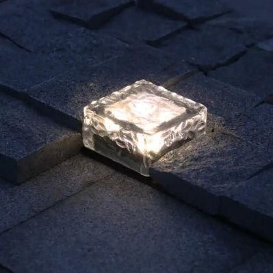 Garden in-Ground Frosted Glass Ice Cube Solar Path Light 4 LED Bigger Solar Brick Light for Garden Courtyard Lawn Pathway Patio