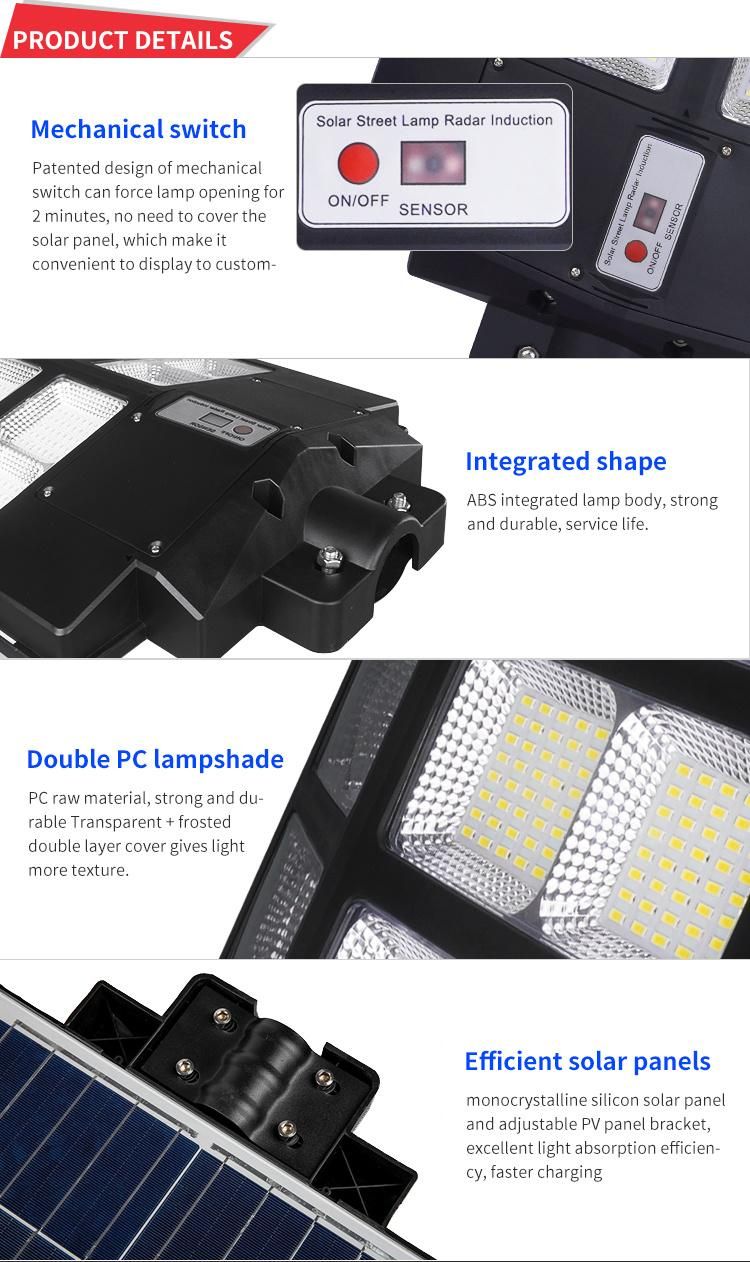 Bspro All in One High Luminaria Integrated Energy Saving 300W IP65 Outdoor Waterproof LED Solar Street Light