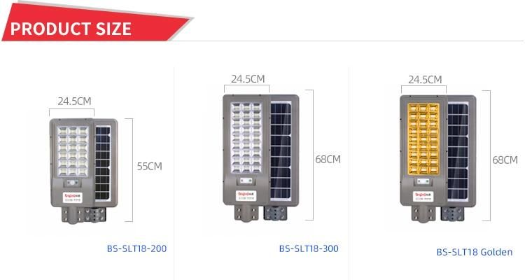 Bspro Projector Light Solar Street Light 100W 200W Waterproof IP65 All in One LED Solar Street Light