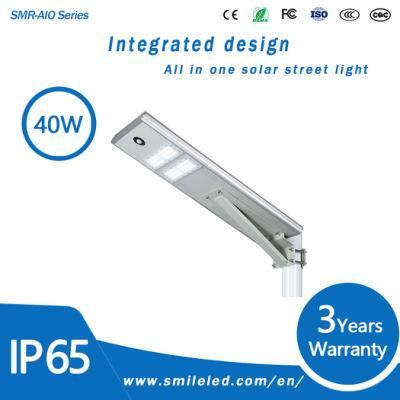 New Design High Power All in One Solar Street Light 40W Integrated Solar Street Light