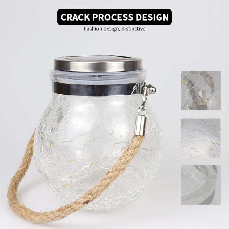Outdoors Party Pendant Glass Jar Crack Solar Light Garden Hanging Solar Crack Light for Decoration Wish Waterproof Night Lights