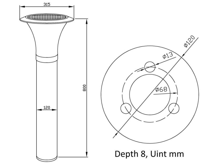 Solar Light for Garden Solar Bollard Waterproof IP65