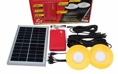 Latest Rechargeable 2 Bright LED Bulbs Solar Lighting Kit System Light with Mobile Phone Charger for Camping