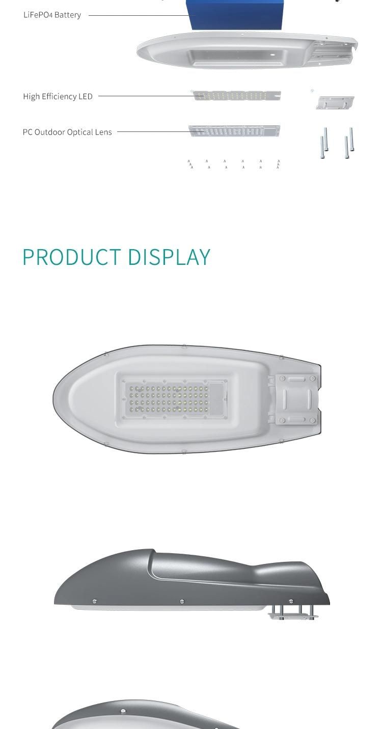 Integreted Solar Security Light Waterproof IP65 50W 5400lm 3.2V Nichia LEDs Bulbs Solar Wall/Pole Light Solar Street Lamp with 8 Years Warranty