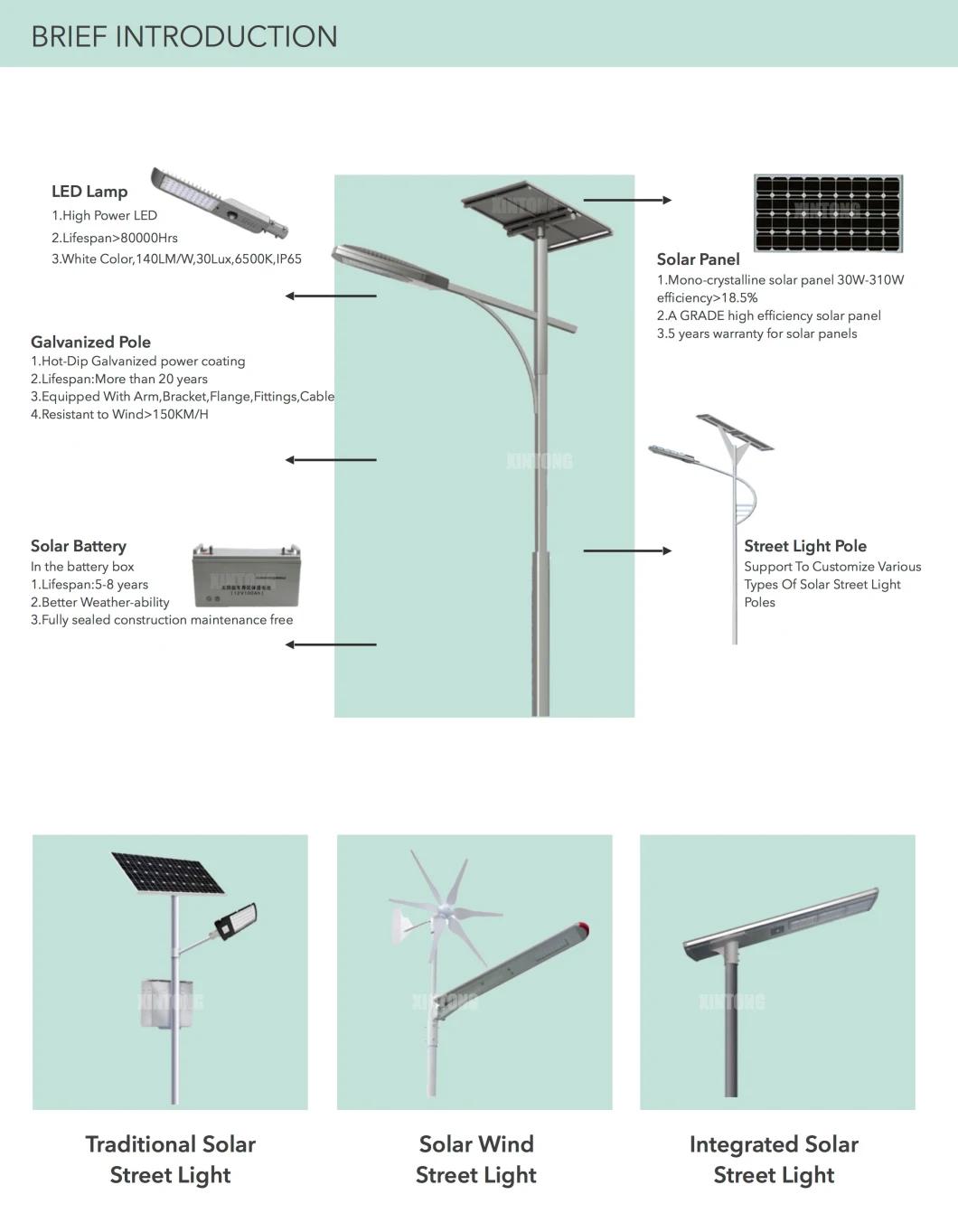 30W Single Lamp Solar LED Sodium Double Column 5m Traffic Sign Vertical Street Light with Pole