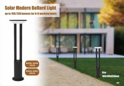 2022 Latest Modern Stainless Steel Solar Bollard Light 100/200 Lumen