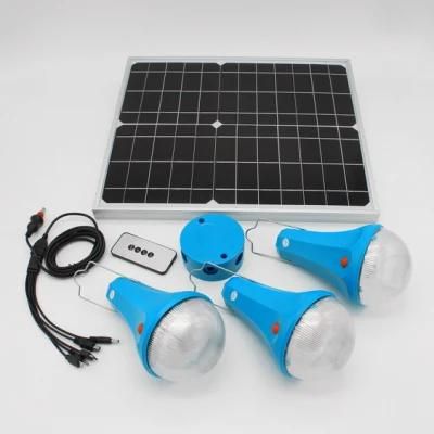Global Sunrise Lights Factory Cheap Hot Sale off Grid Solar Light Power Energy Storage Battery System Home with USB Control Remote 3PCS Bulbs