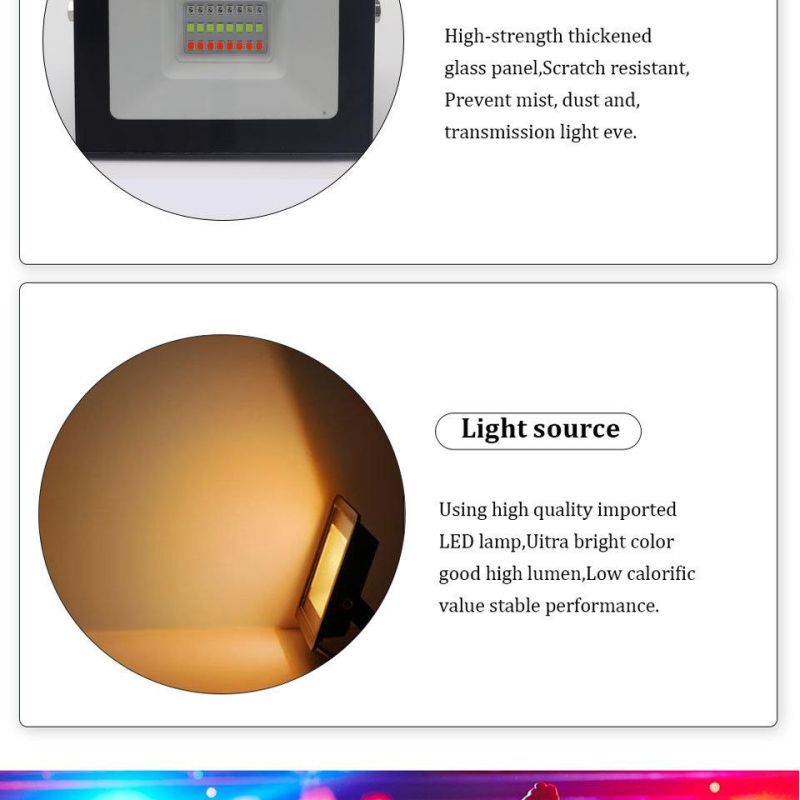 LED Reflector RGB Spotlight Smart Life 20W Waterproof Outdoor Floodlight with Remote Controller for Party and Garden Using