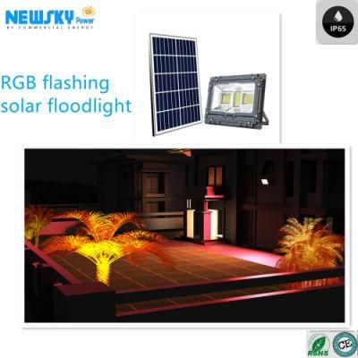 Newskypower 500W Outdoor Grow Garden Street Colorful Reflector Solar Panel Flood Light with RGB