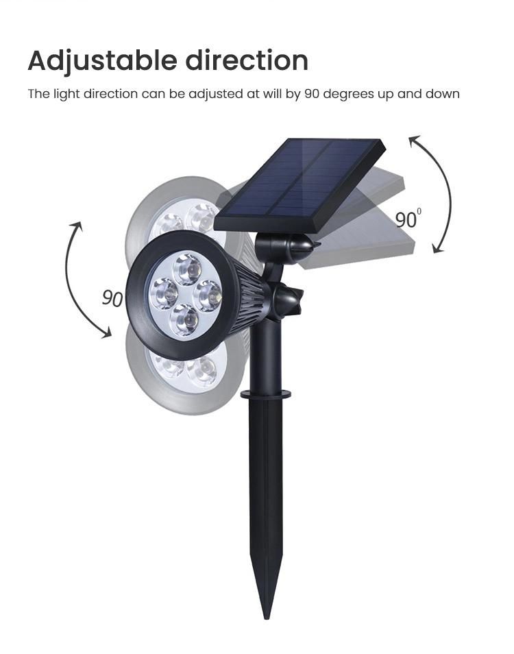 Garden Lawn Spotlight and Outdoor Solar Landscape Spotlight, Solar Spot Lights with Waterproof LED and Solar Panel Integrated, Solar Powered Spotlight